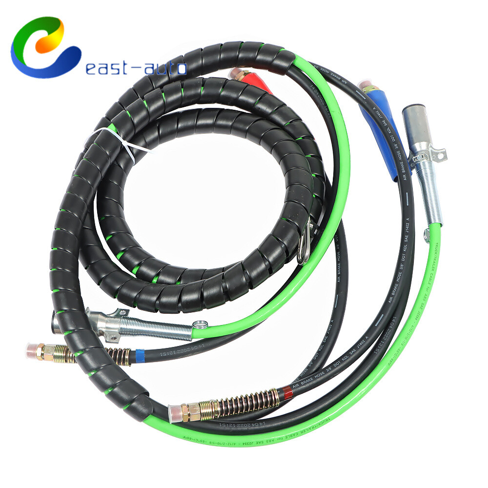 15ft 3-in-1 ABS Air Line Hose Wrap with 7-Way Electrical Cable for Semi Truck Trailer-image