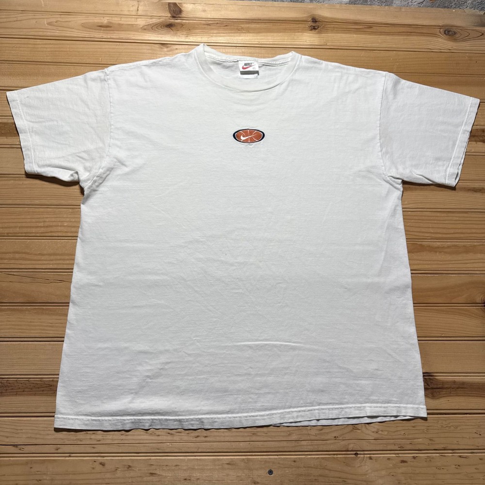 Vintage 90s Nike Sportswear Embroidered Mini Center Swoosh Logo T-Shirt USA - XL