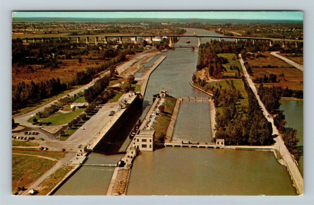 St Catharines ON-Ontario Canada, Lock Number 3 From Air Vintage Postcard