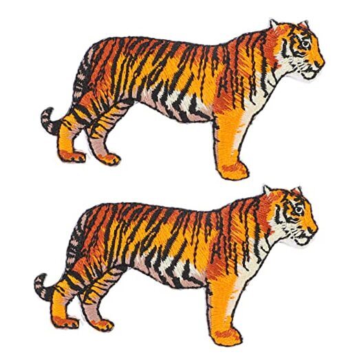 Tiger Applique Iron-On Embroidery Patches 2pcs for Clothing Decoration