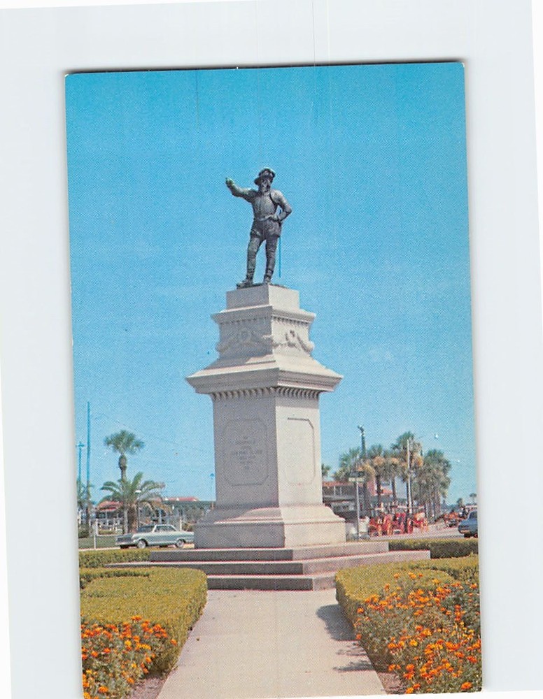 Postcard Ponce de Leon Monument and Circle St. Augustine Florida USA
