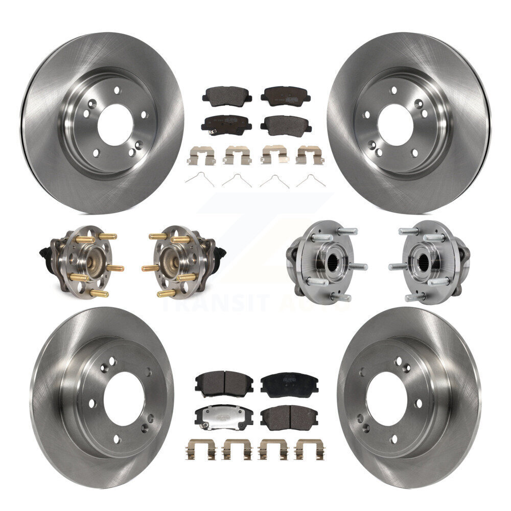 Front Rear Hub Bearing Brake Rotor Pad Kit (10Pc) For 2019 Kia Soul Turbocharged