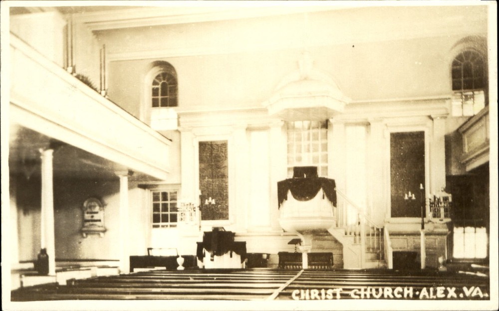 RPPC Christ Church  Alexandria Virginia VA interior balcony ~ AZO 1930s