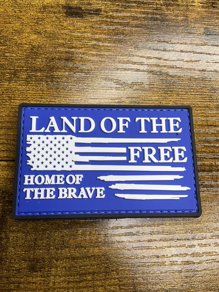 Land Of The Brave PVC Hook Loop Flag Patch for Patriotic Gear