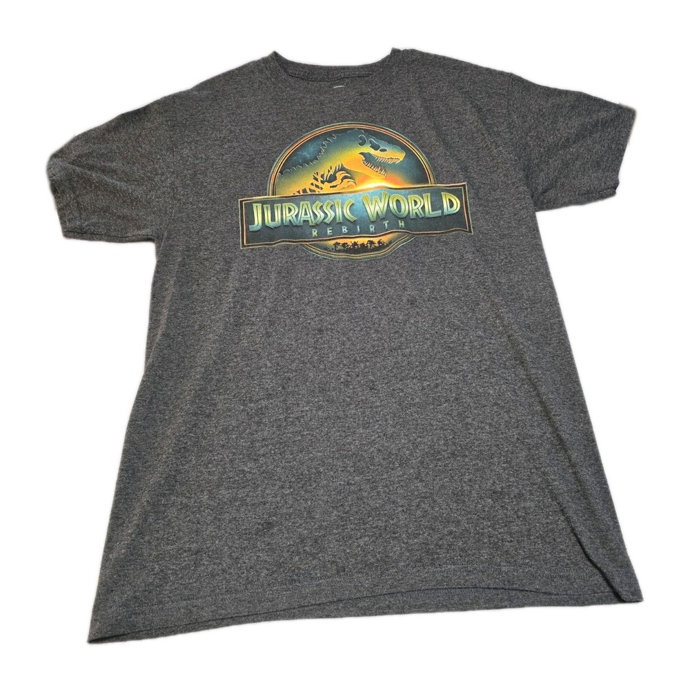 Jurassic World Rebirth Gray Cotton T-Shirt Short Sleeve, Mens Medium, Universal