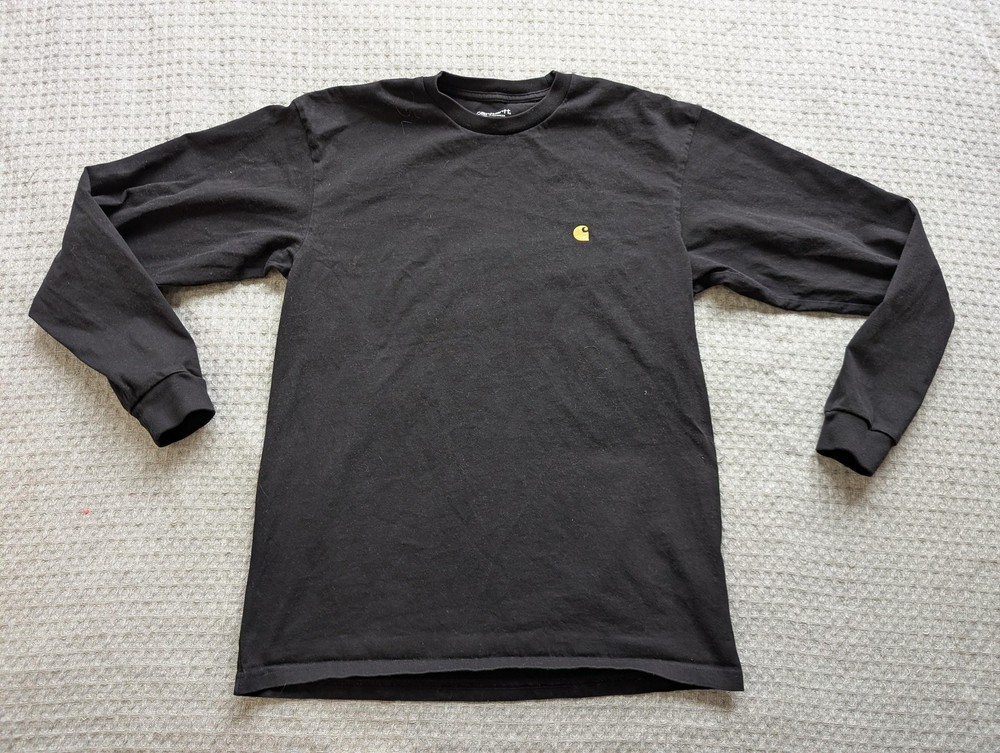 Carhartt WIP Chase Shirt Mens Medium Black Long Sleeve Logo Crewneck Tee
