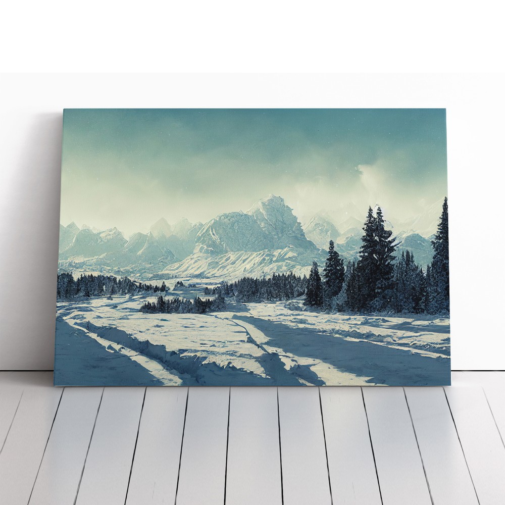 View Of Winter Mountains Vol.2 Canvas Wall Art Print Framed Picture Home Decor
