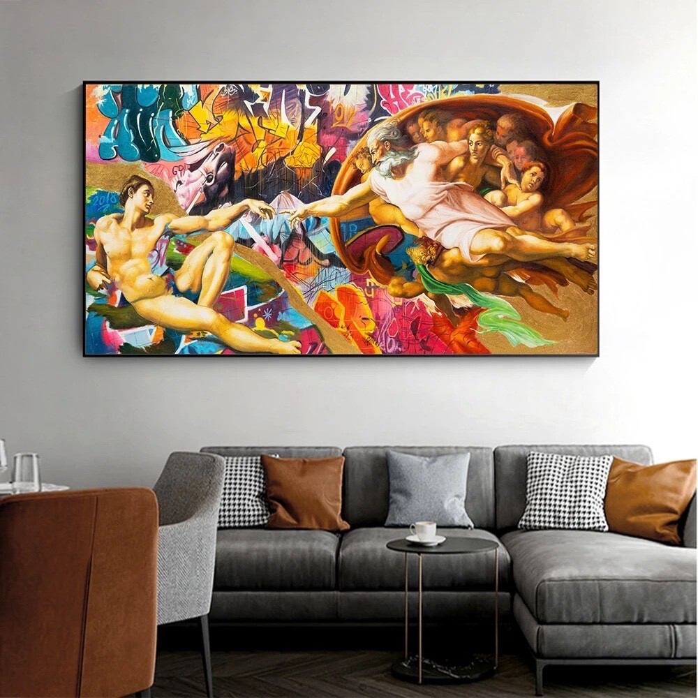 Graffiti the creation of Adam  canvas pop Art street art wall art home Decor