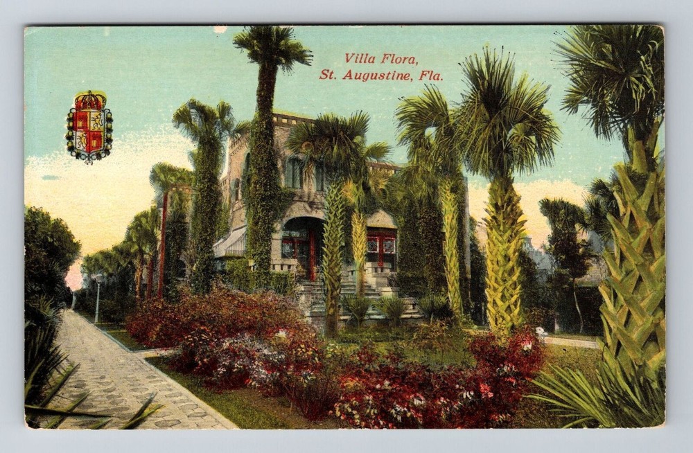 St. Augustine FL-Florida, Villa Flora, Garden, Vintage Postcard