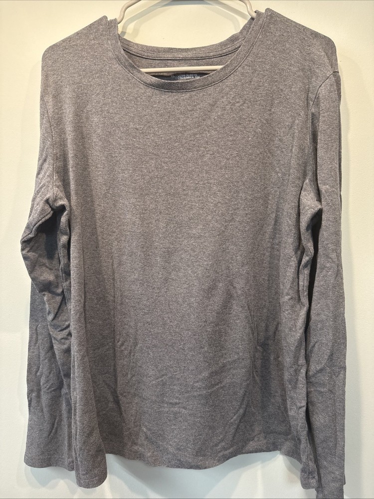 women’s members mark grey long sleeve crew neck tee size xl