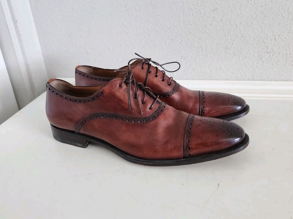 Santoni Oxford Cap Toe Dress Shoes-Mens 10 Brown Two-Tone