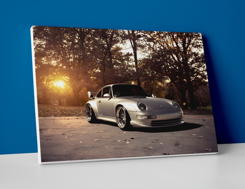 Porsche 911 GT2 Poster or Canvas - Silver Porsche Wall Art Print Decor