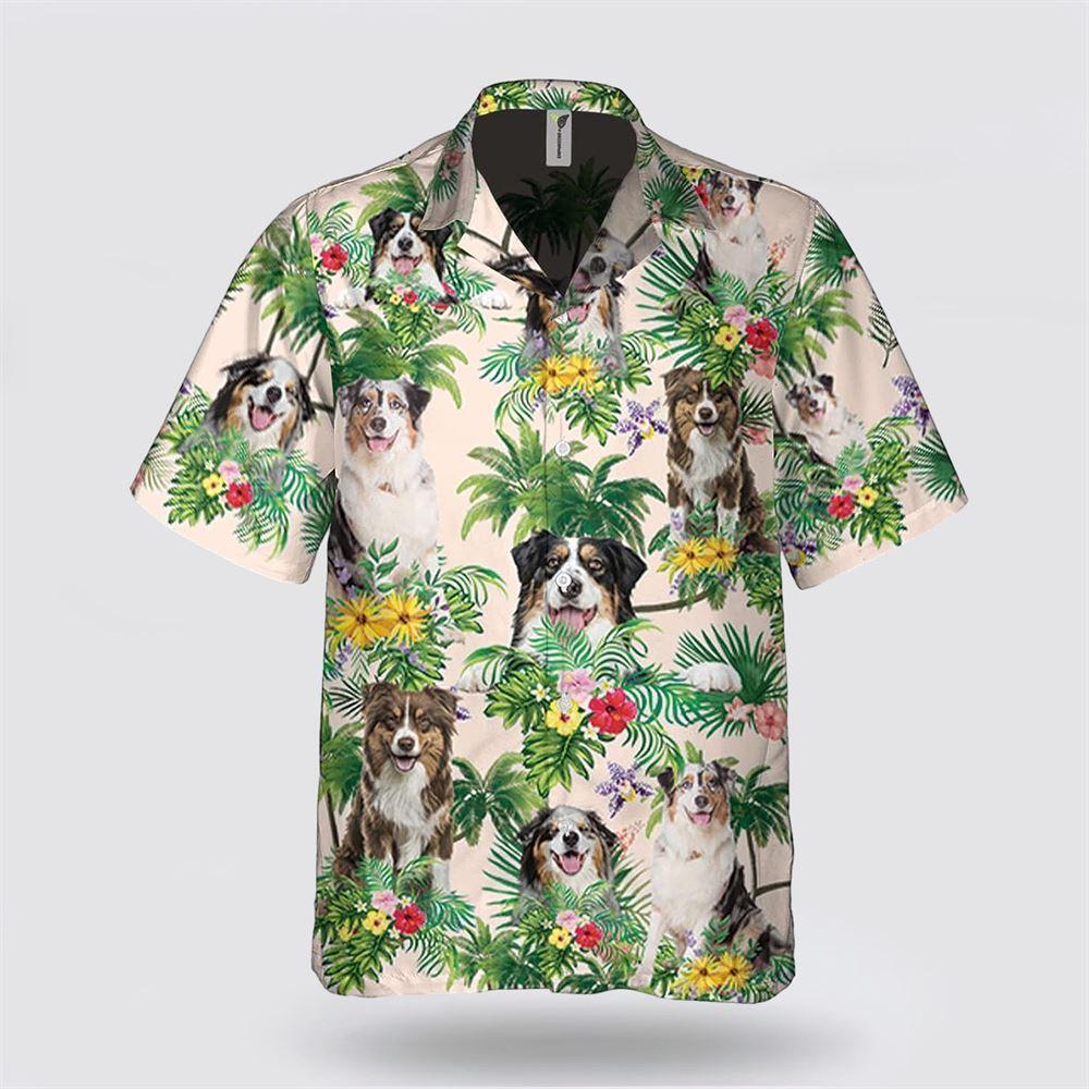 Aussie Shep Flower and Leaves Tropic Pattern Hawaiian Shirt – Perfect Gift for Dog Lovers and Pet Enthusiasts