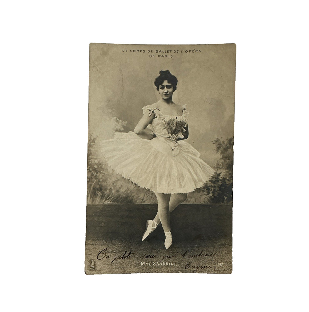 1905 Antique Postcard Mme Sandrini Paris Opera Ballet Dancer RPPC France Stamp