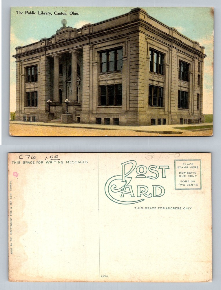 Canton, OH-Ohio, Historic Carnegie Public Library Building Vintage Postcard