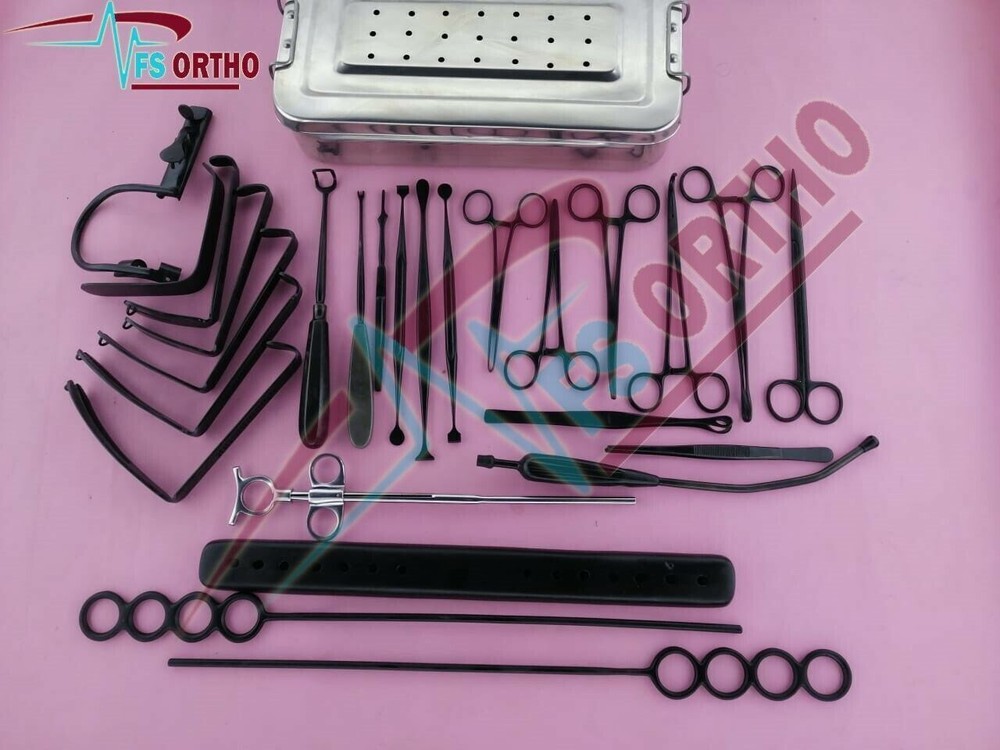 Tonsillectomy 27 pcs and Adenoidectomy Surgical Instruments Set Black Coated