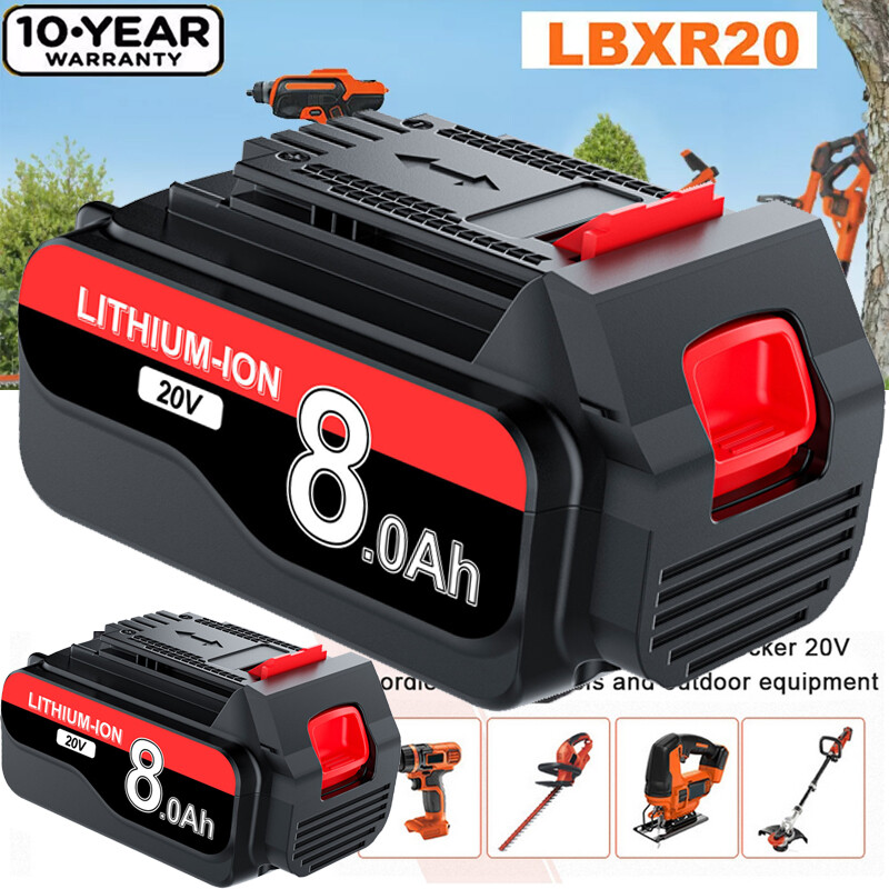20V 8000mAh Lithium Battery for BLACK+DECKER LBXR20 LBX20 1.5Ah