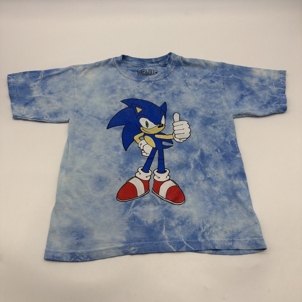 Sonic The Hedgehog Sega T-shirt Boys S Blue Graphic Print 100% Cotton.#45330
