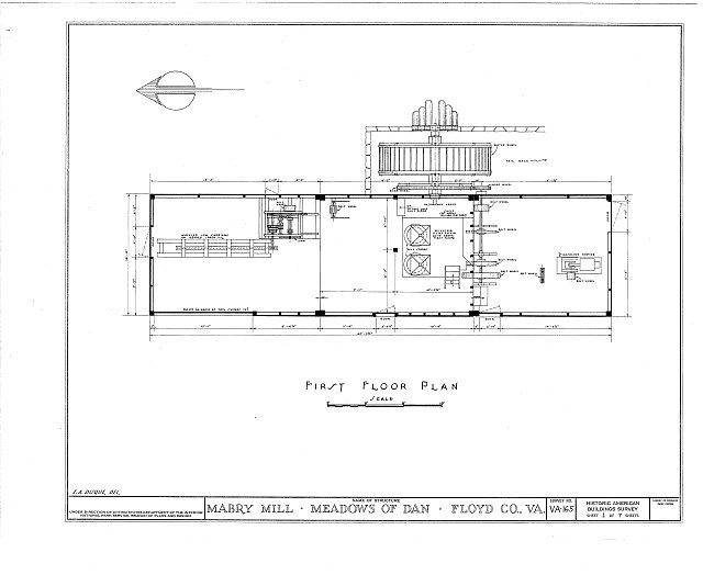 Photo:1. First floor plan - Mabry Mill, Willis, Floyd County, VA