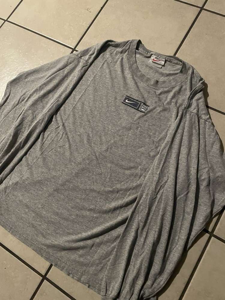 VINTAGE Nike Shirt Mens Large Long Sleeve 90s Center Swoosh Logo Y2K