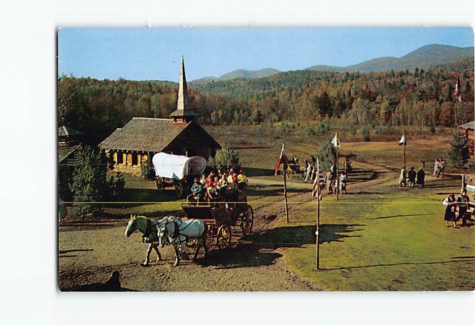 Postcard Old Stage Coach Frontier Town Adirondacks New York USA