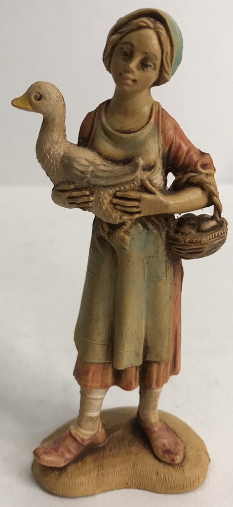 Vintage FONTANINI Depose Italy Nativity Deborah with Goose and Basket #110