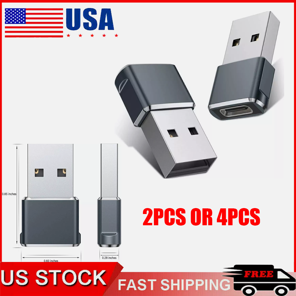 2-4Pcs USB to Type C Adapter for iPhone 16/15/14 Pro Max, Samsung, Android
