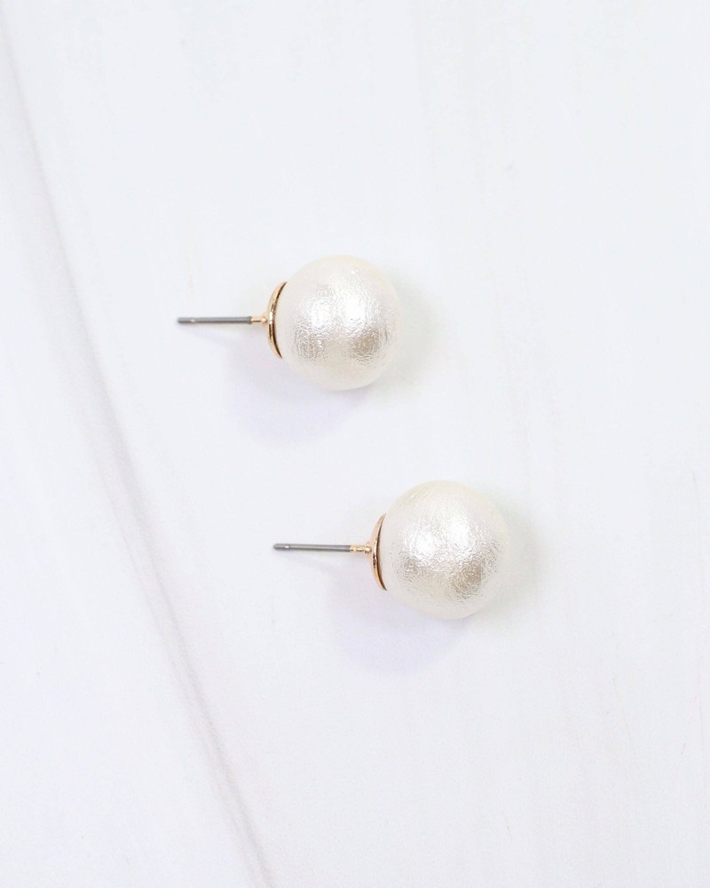 Caroline Hill Cream Alina Textured Pearl Stud Earring
