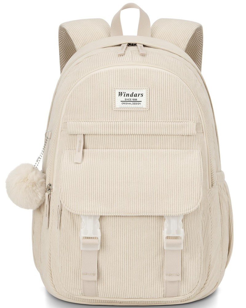 School Backpack for Teens, Large Corduroy Bookbag Cute 17.3 Inch Laptop Bag f...