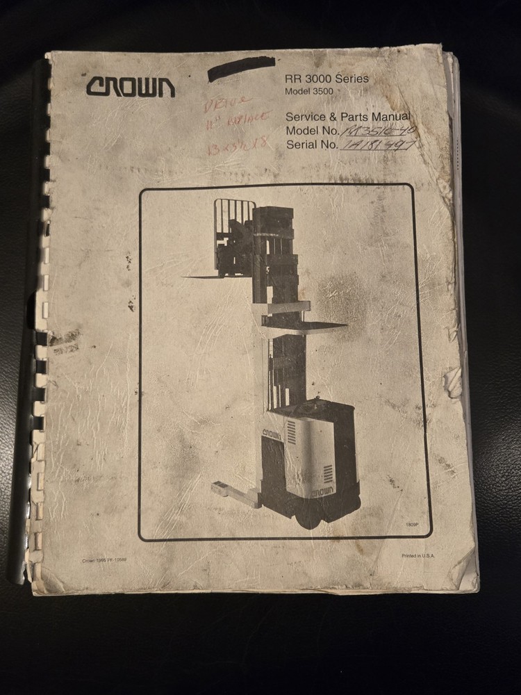 Crown ForkLift RR 3000-3500 Series, Service, Repair, Maintenance &Parts Manual