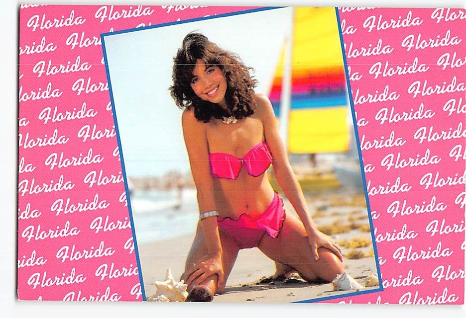 Postcard Woman in a Bikini at the Beach in Florida USA