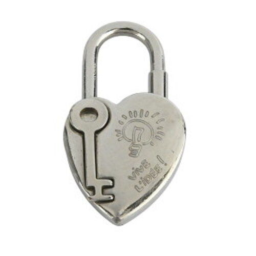Rare 2004 Hermes Fantasy Heart Key Charm Padlock Keychain Silver Metal Cadena