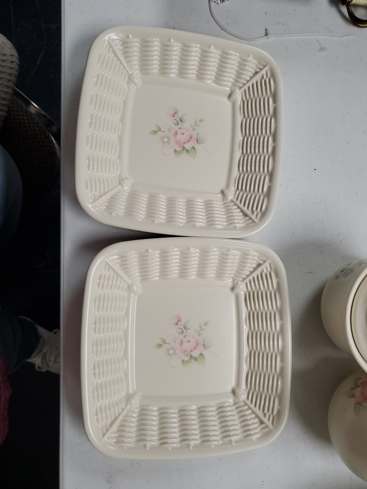 Two Pfaltzgraff Tea Rose Pattern Basket Weave 7