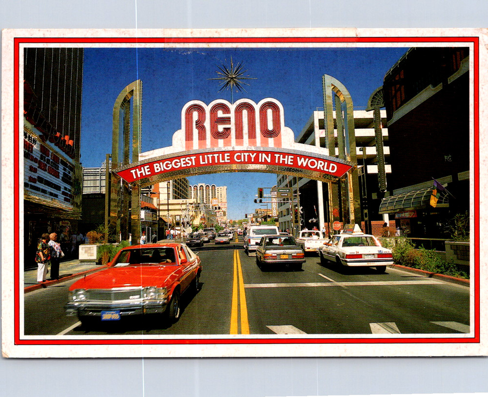Vintage Postcard Reno Nevada Biggest Little City Street Scene