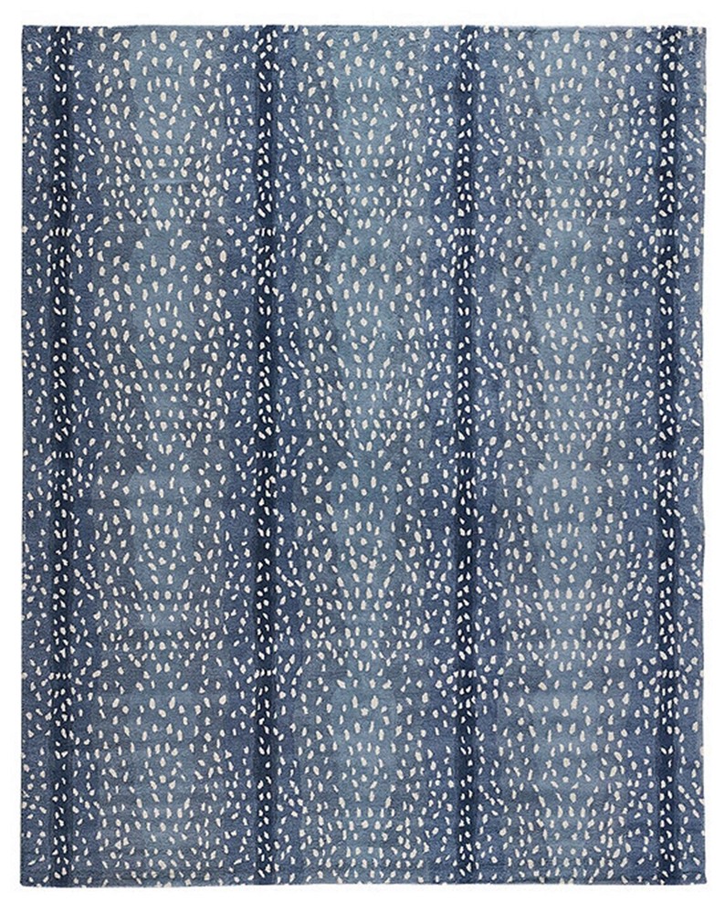 Antelope BD Blue Handmade Tufted 100% Wool Area Rug & Carpet Bedroom Living Room