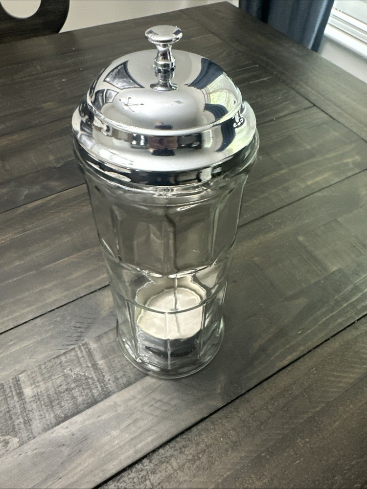 Vintage Retro GEMCO Glass Straw/Comb Holder Container Dispenser Jar