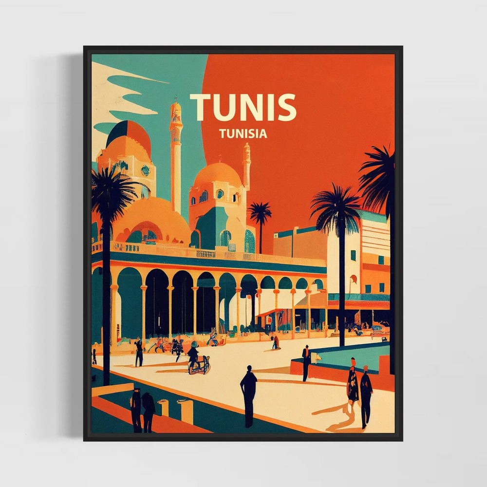 Tunis Tunisia Retro Art Print Tunis Wall Art Illustration Tunis Vintage Minimal