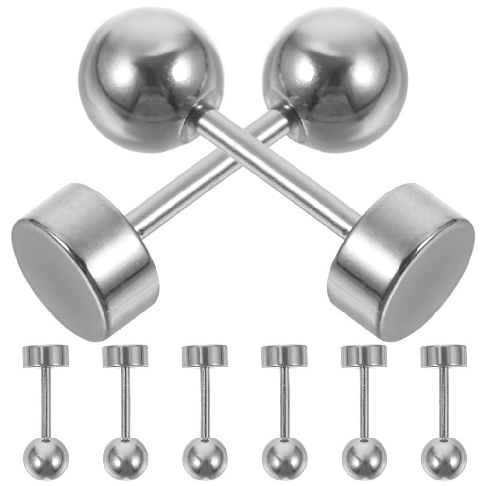 8-Piece Stainless Steel Ball Stud Earrings for Women