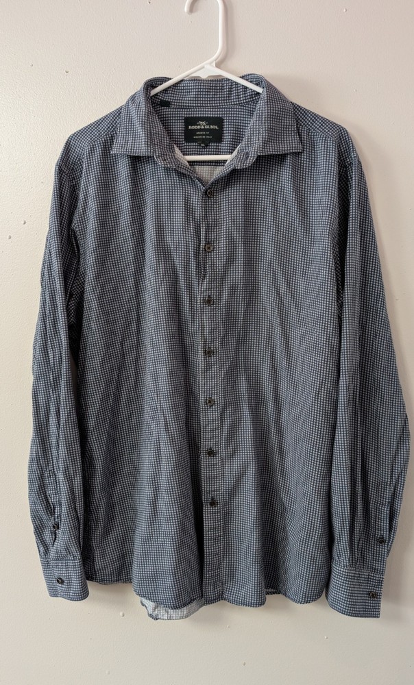 Rodd & Gunn Shirt Mens XL Blue Patterned Sports Fit Button Up Long Sleeve Shirt