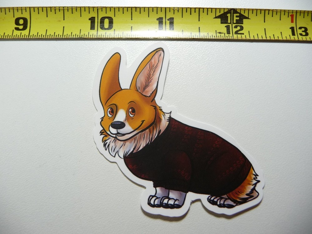 Happy Corgi Sweater Sticker - Adorable Dog Laptop Decal for Pet Lovers