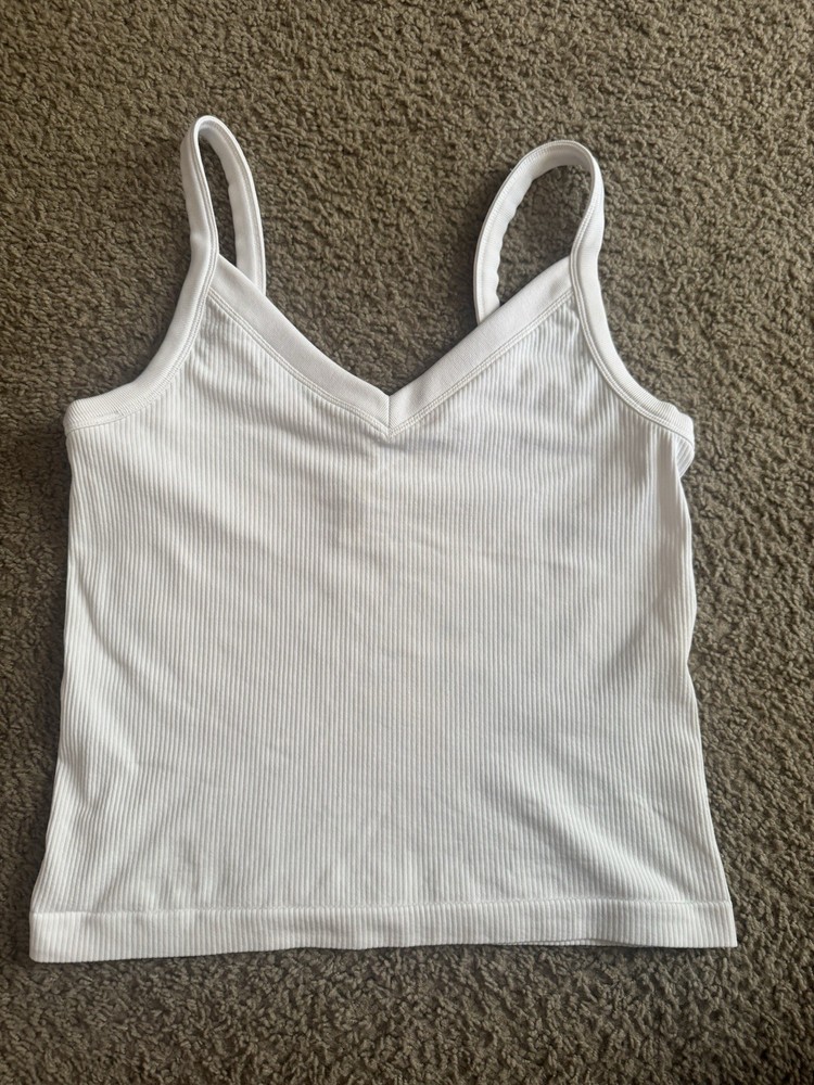 Athleta White Ribbed Tank Top
