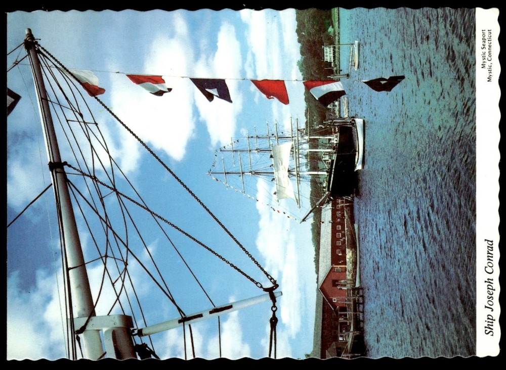 Mystic Seaport CT Ship Joseph Conrad Full-Rigged Tall Ship Postcard 1979