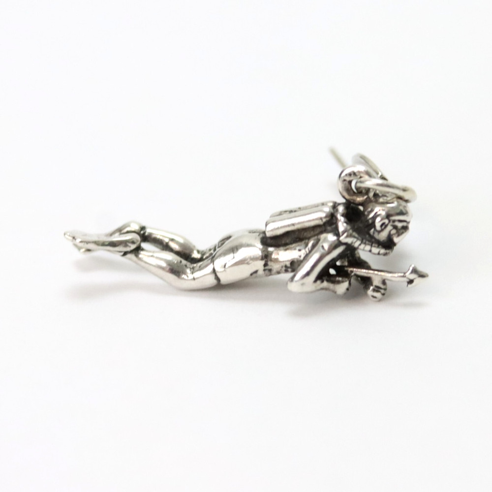 Vintage Sterling Silver 3D SPEAR SCUBA DIVER CHARM Cayman Islands