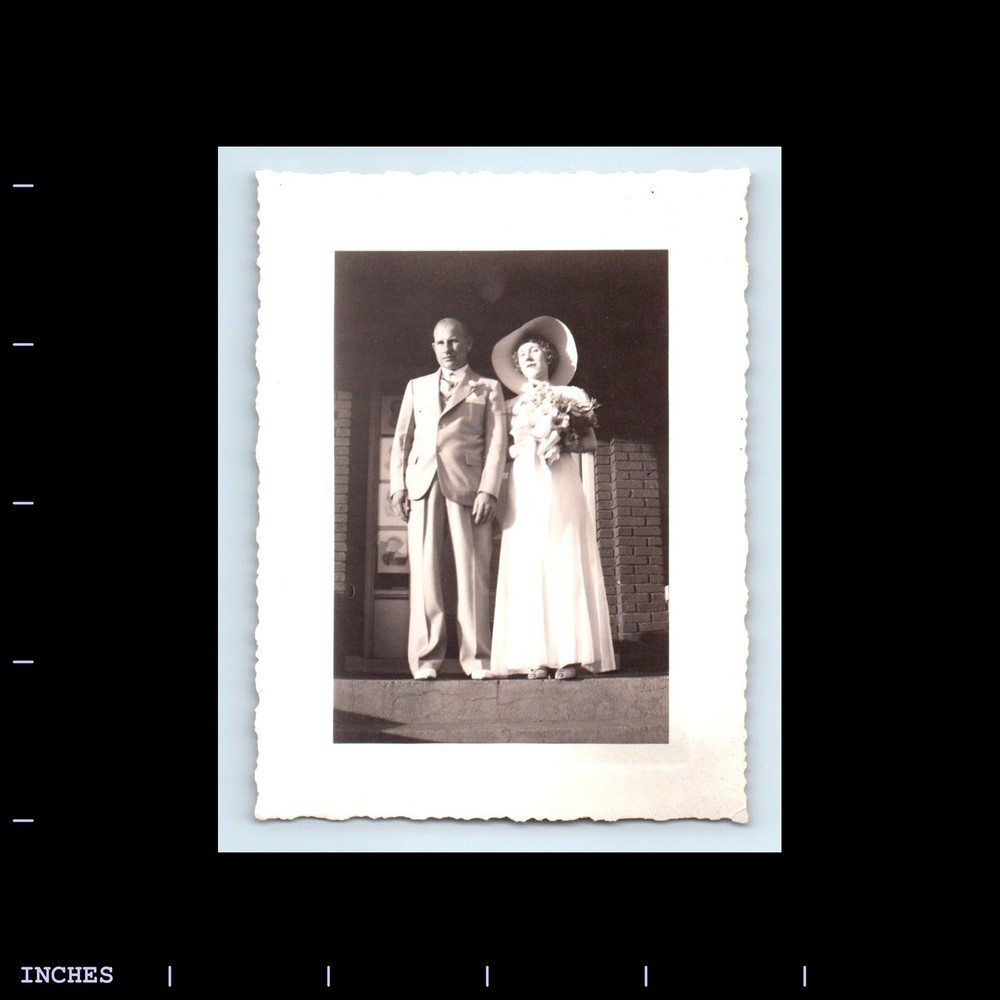 Old Vintage Photo MAN WOMAN BRIDE GROOM WEDDING DRESS