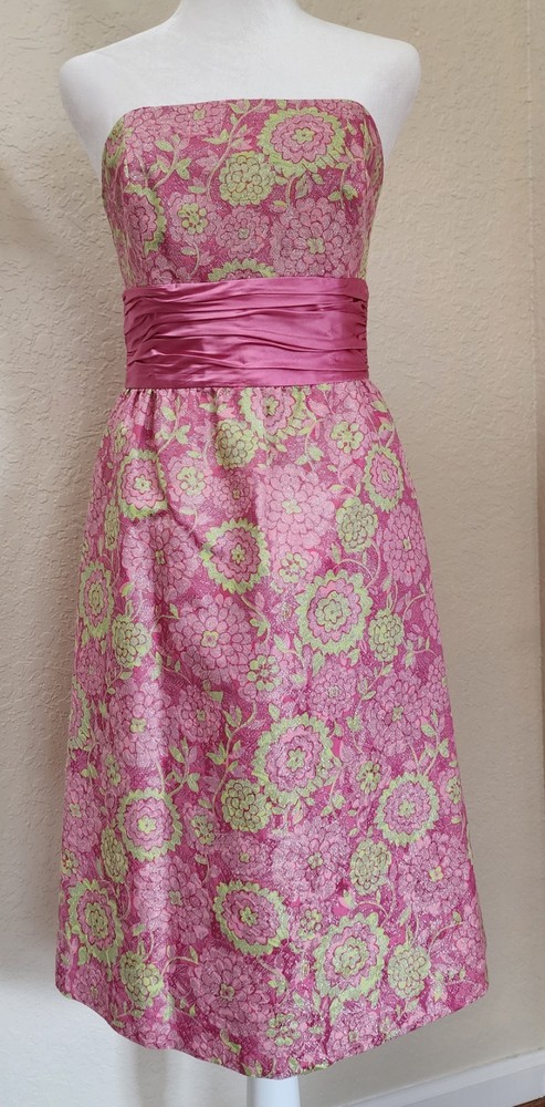 Lilly Pulitzer Pink Party Dress Strapless  Sz 2 Cruise Beach Vacation