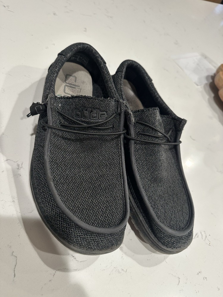 Hey Dude Wally Sox Micro Total Black Mens Slip-On Canvas Shoes Size 12