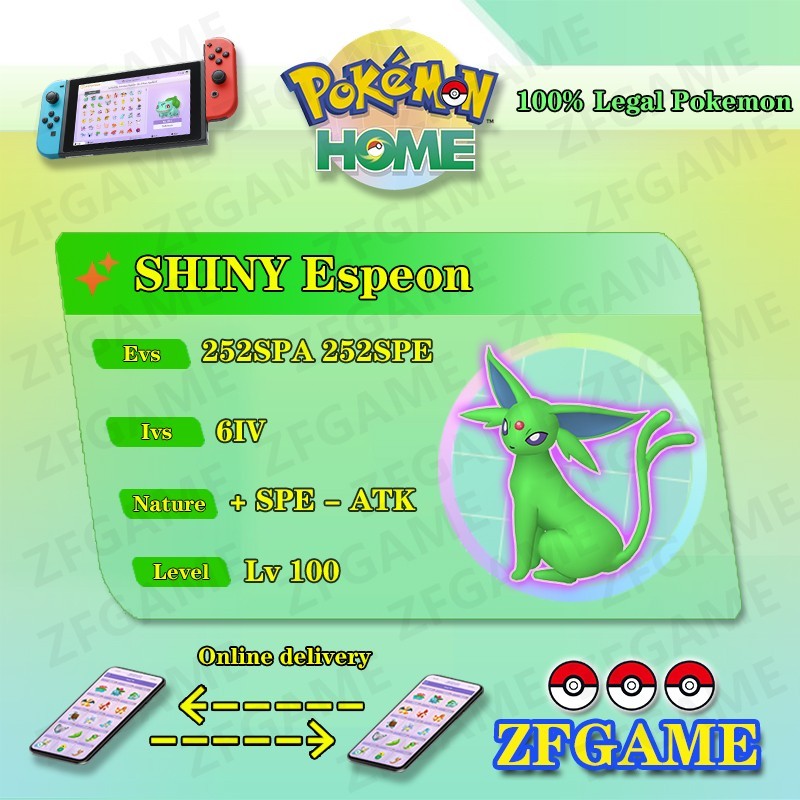 ✨6IV SHINY Espeon + EVS🚀 POKEMON HOME✨Champions✨Online delivery⚡