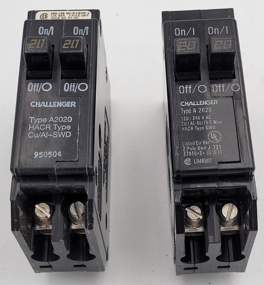 NEW Challenger A2020 20 A 1-Pole Twin Tandem 120/240V Type A Circuit Breaker