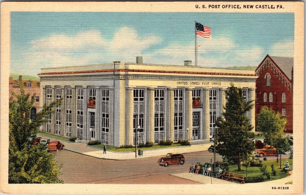 New Castle PA-Pennsylvania, US Post Office, Outside, Vintage Postcard