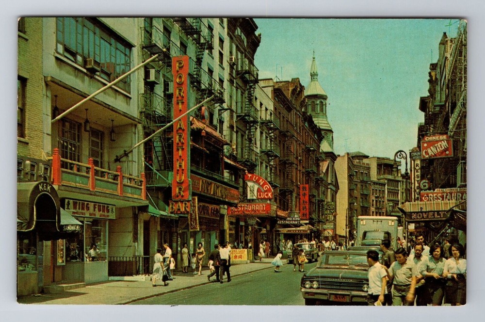 New York City-NY, Chinatown, Busy Shopping District, Antique Vintage Postcard